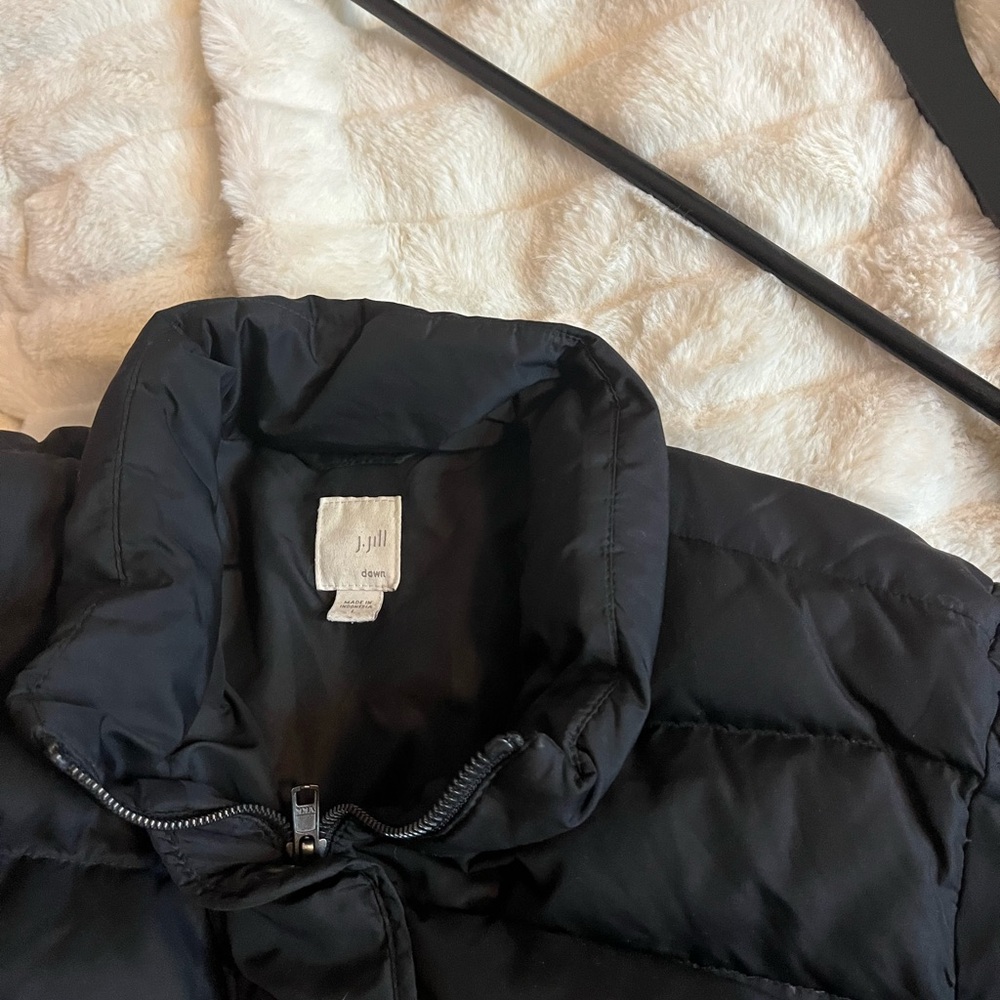 J. Jill L Black Down Preppy Minimal Fall Winter Classic Outdoor Puffer Goth Coat
